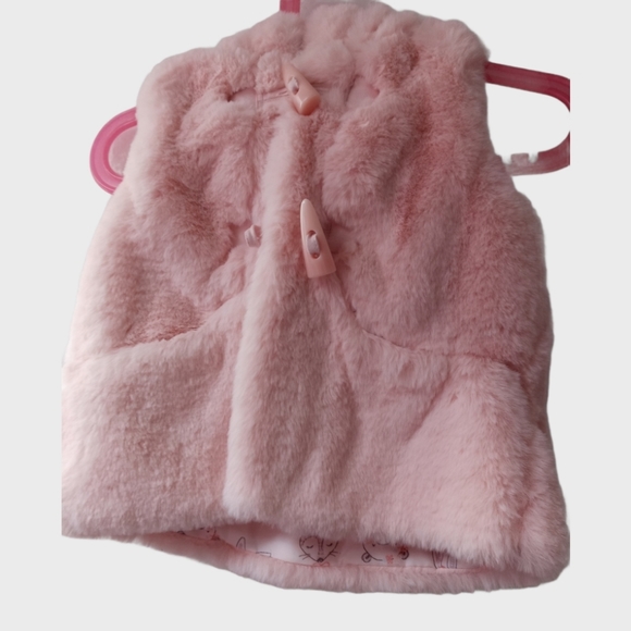 Catherine Malandrino Girls'Faux Fur Hooded Vest 12 Months Pink Color - Picture 1 of 14